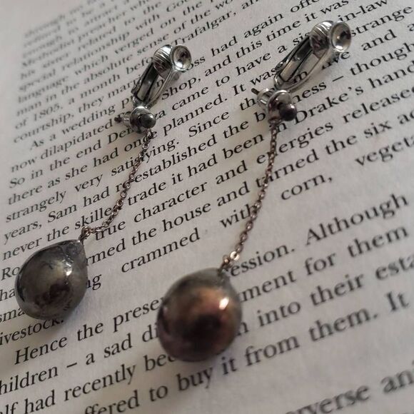 Vintage Long Dangle Ball Earrings - Picture 2 of 5